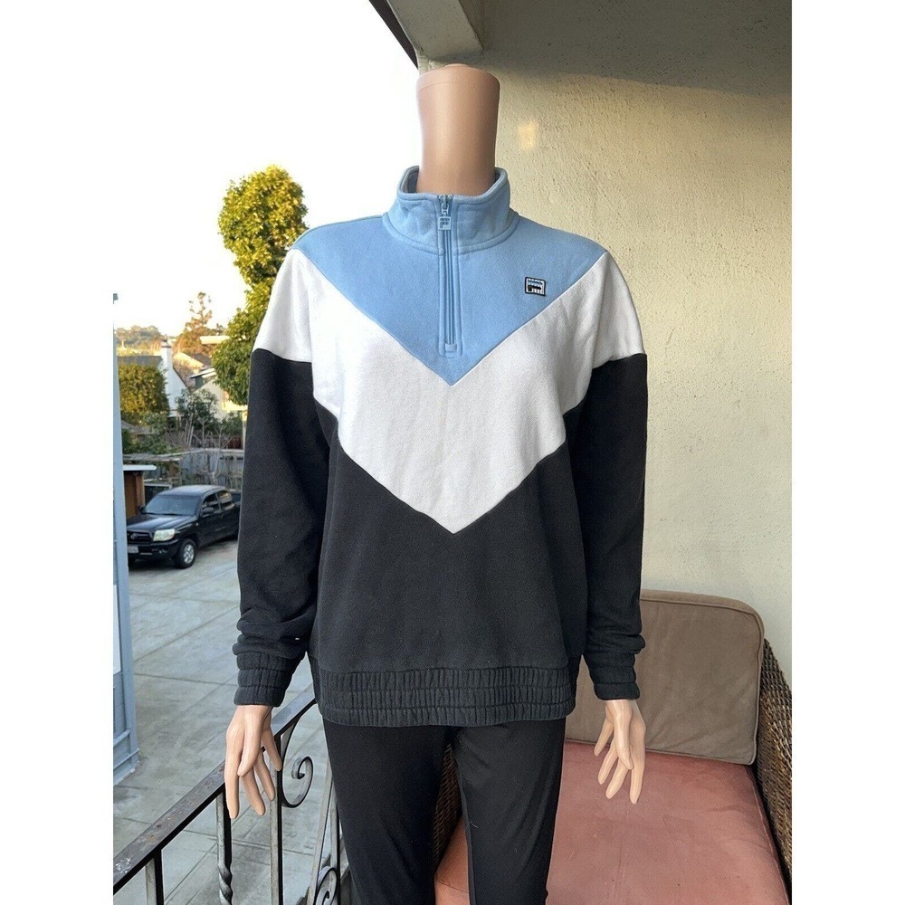 Fila Color Block Pullover Sweatshirt 1/4 Zip Chevron M